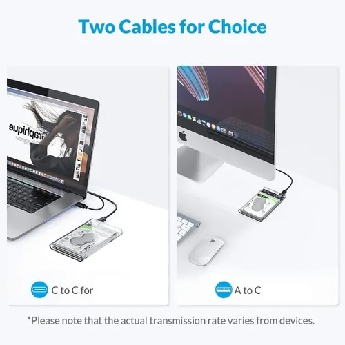 SmartTech 2.5 inch Sata HDD / SSD Hard Drive Enclosure USB 3.1 with Type C OTG Cable Internal Hard Disk Drive Case